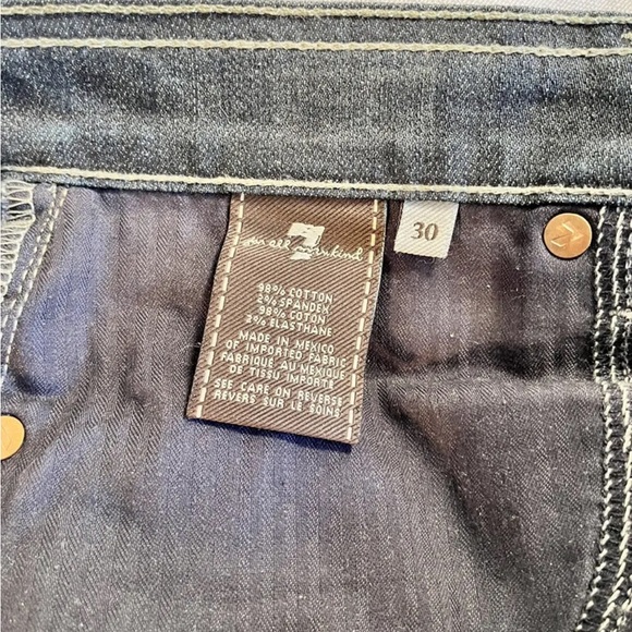 7 For All Mankind Skinny Jeans Womens Size 30x33 Dark Wash Low Rise - Picture 4 of 6
